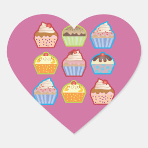 Lotsa Cupcakes Pink Heart Sticker