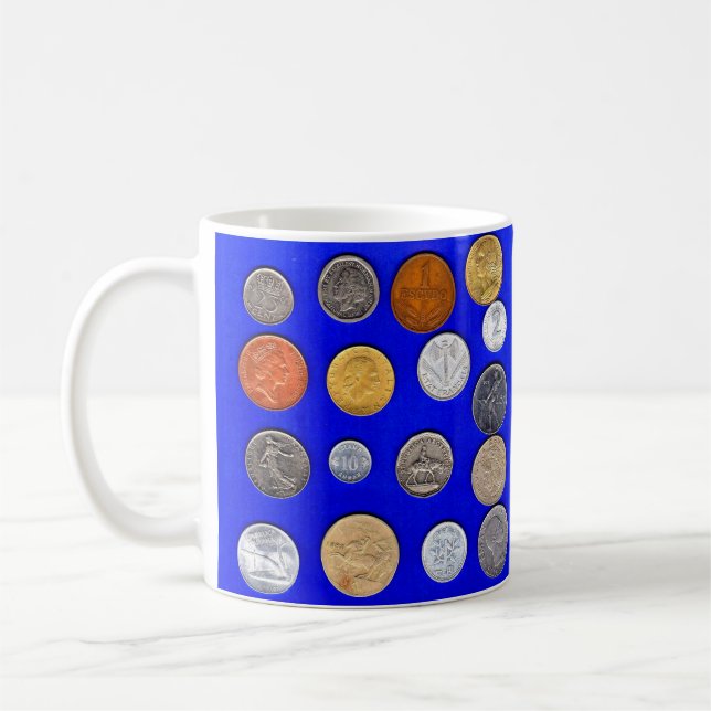 lotsa foreign coins coffee mug (Left)