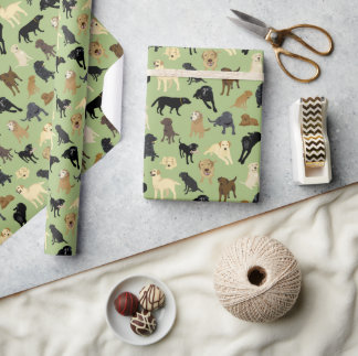 Lotsa Labs on sage green roll of  Wrapping Paper