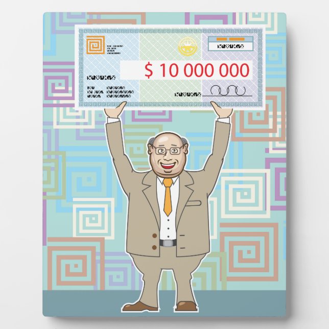 Lottery Winner 10M Holding a Check Vector Plaque (Front)