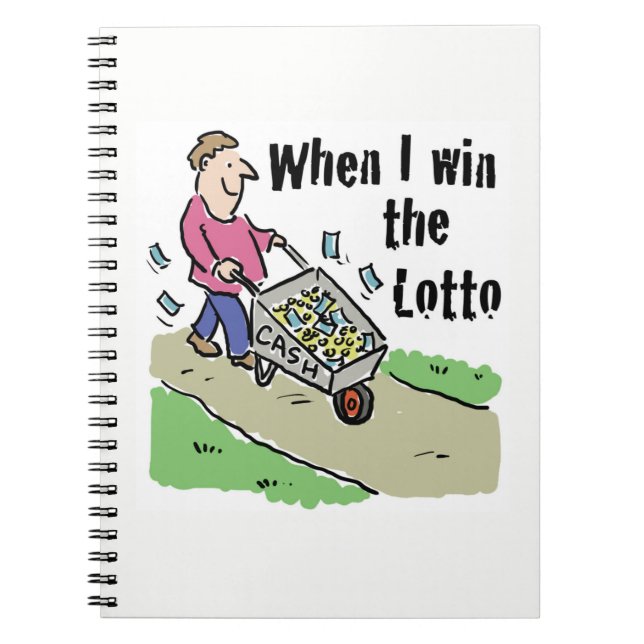 Lottery Winning Design Man with Barrow of Cash Notebook (Front)