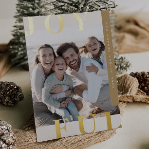 LOTTIE Gold Foil Joyful Family Photo Christmas Foil Holiday Card