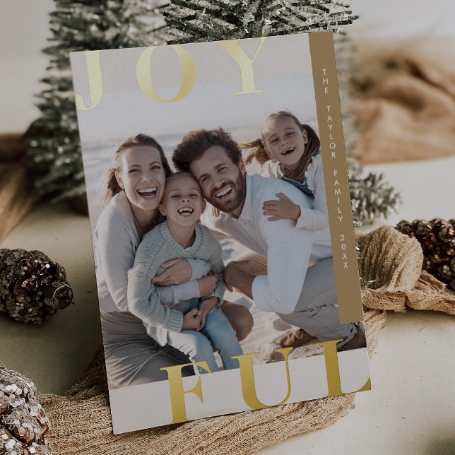 LOTTIE Gold Foil Joyful Family Photo Christmas Foil Holiday Card (LOTTIE Gold Foil Joyful Family Photo Christmas Foil Holiday Card)