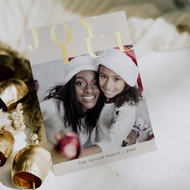 LOTTIE Gold Foil Photo Simple Joyful Christmas Foil Holiday Card (LOTTIE Gold Foil Photo Simple Joyful Christmas Foil Holiday Card)