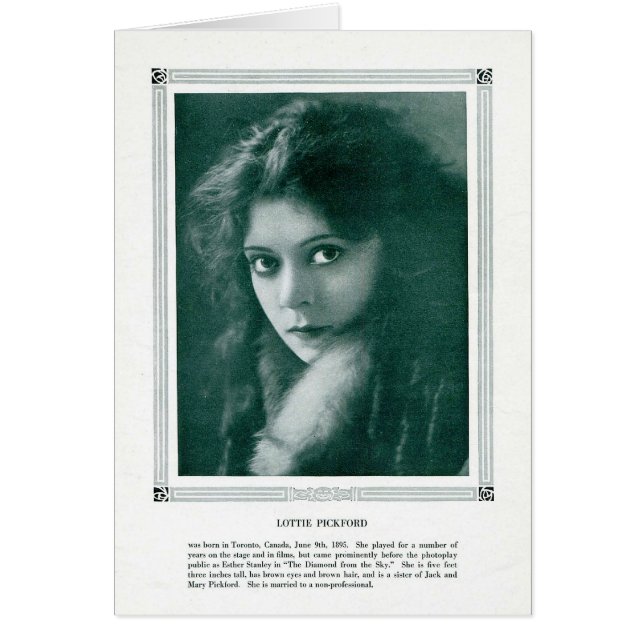 Lottie Pickford 1916 vintage portrait card (Front)