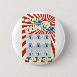 Lotto Scratch Card 6 Cm Round Badge
