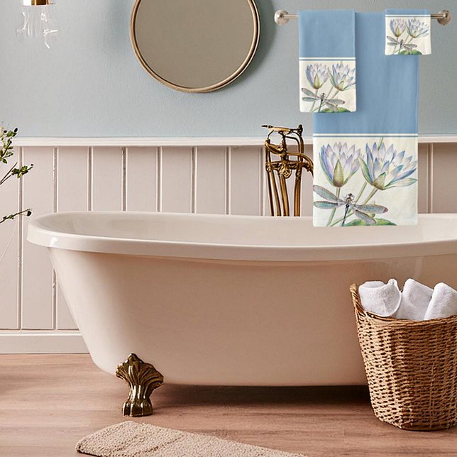 Lotus and dragonfly bath towel set (Creator Uploaded)