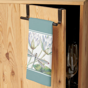 Lotus and dragonfly kitchen towel