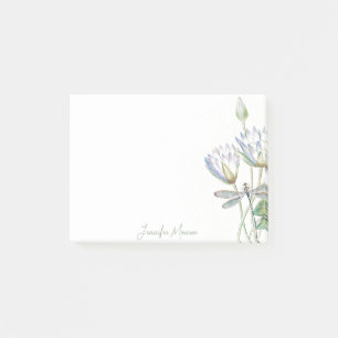 Lotus and dragonfly personalised post-it notes