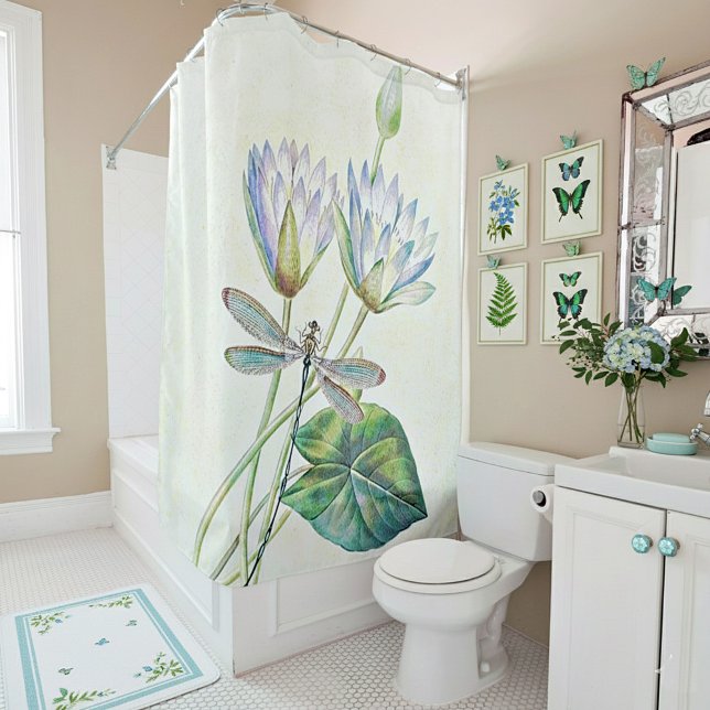 Lotus and dragonfly shower curtain (Creator Uploaded)