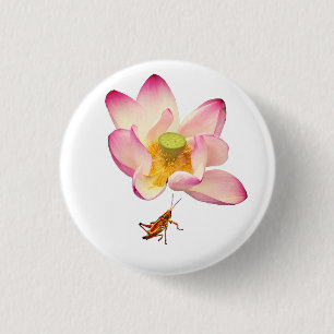 Lotus and Grasshopper 3 Cm Round Badge