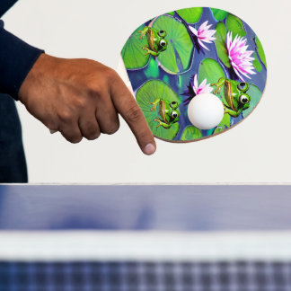 Lotus And Lily Pad Frogs Ping Pong Paddle