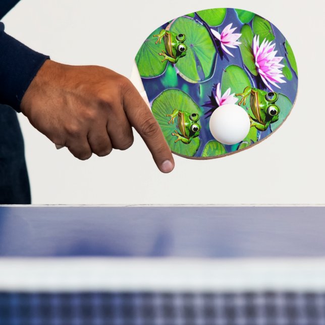 Lotus And Lily Pad Frogs Ping Pong Paddle (Insitu)