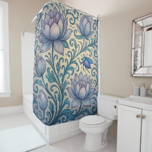 Lotus and Scarab Shower Curtain