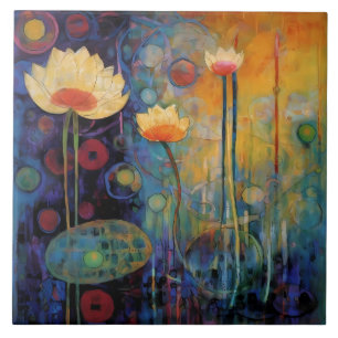 Lotus and Water Lillies Ceramic Tile
