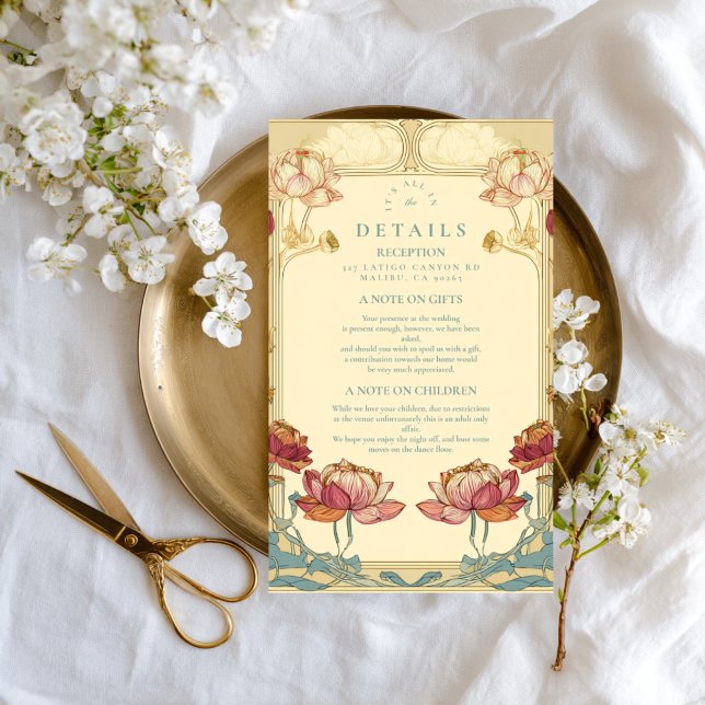 Lotus Art Nouveau Floral Wedding Enclosure Card (Creator Uploaded)