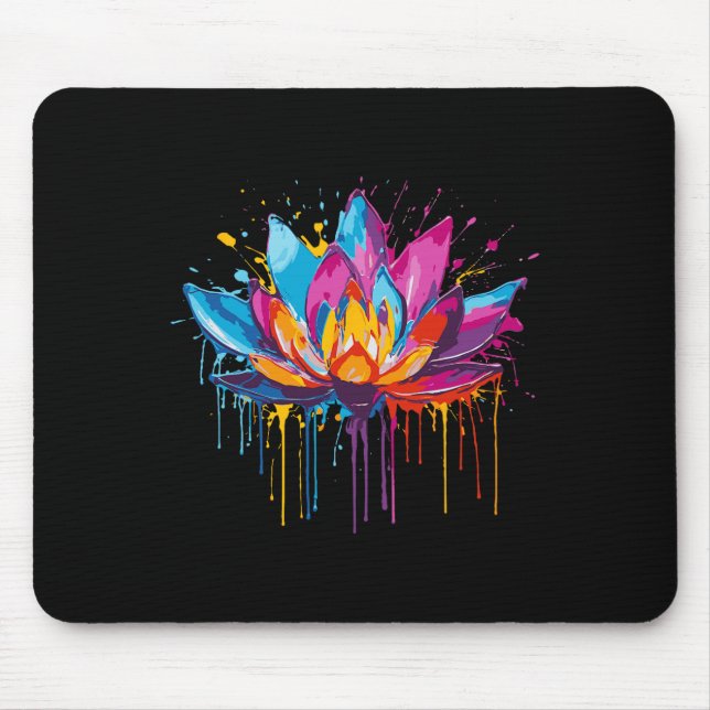 Lotus Art, Paint Splashes, Yoga  Mouse Pad (Front)
