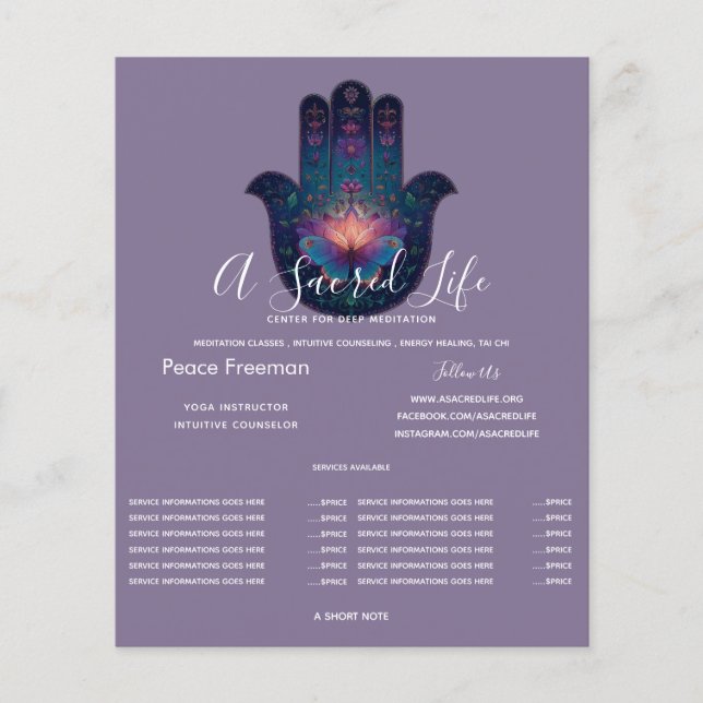 Lotus Awakening | Hamsa Hand Design Flyer (Front)