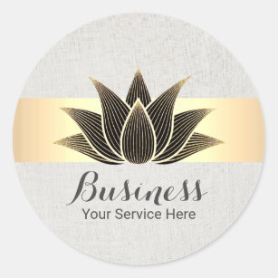 Lotus Black Gold Flower Yoga Massage Salon SPA Classic Round Sticker