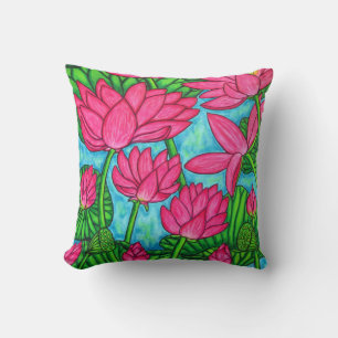Lotus Bliss Polyester Throw Pillow 16" x 16"