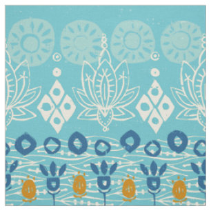 lotus block blue fabric