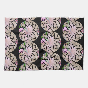 Lotus Blossom Floral Springtime in Pastel Pink Tea Towel