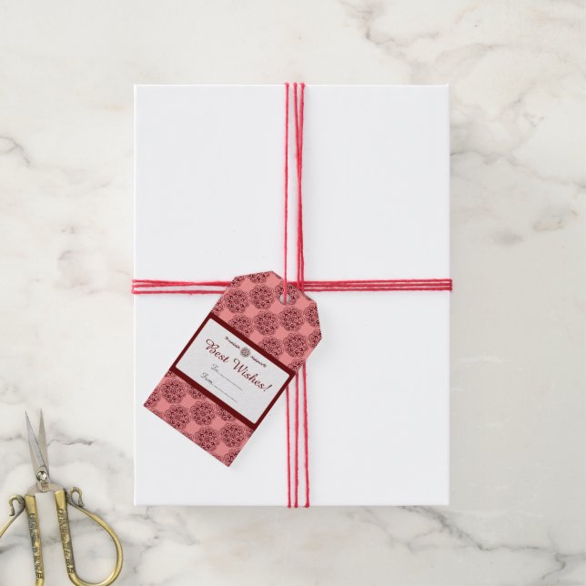 Lotus Blossom (Henna)(Red) Gift Tags (With Twine)