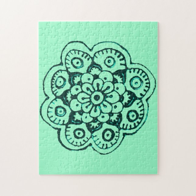 Lotus Blossom (Henna)(Teal) Jigsaw Puzzle (Vertical)
