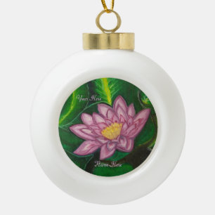Lotus Blossom (Lily Pad) Ceramic Ball Christmas Ornament