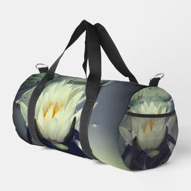 Lotus Blossom Lily Personalised Duffle Bag (Right Corner)