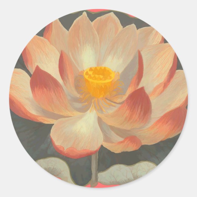 Lotus Blossom, Lilypad, Water Lily Buddhist Symbol Classic Round Sticker (Front)