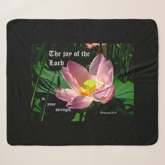 Lotus Blossom Nehemiah 8:10 Sherpa Blanket