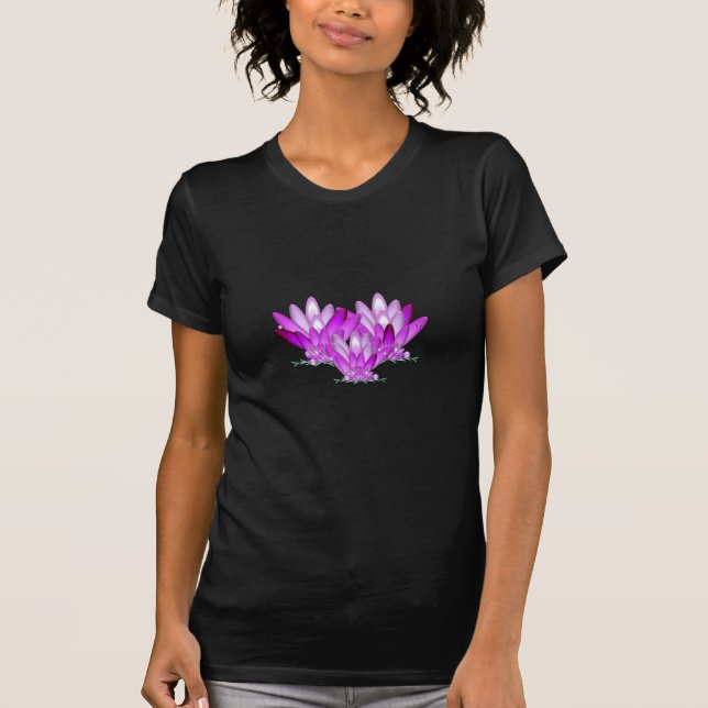 Lotus blossom pink on sea green background T-Shirt (Front)
