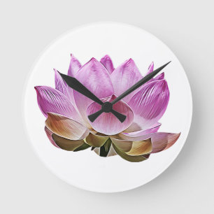 Lotus blossom round clock