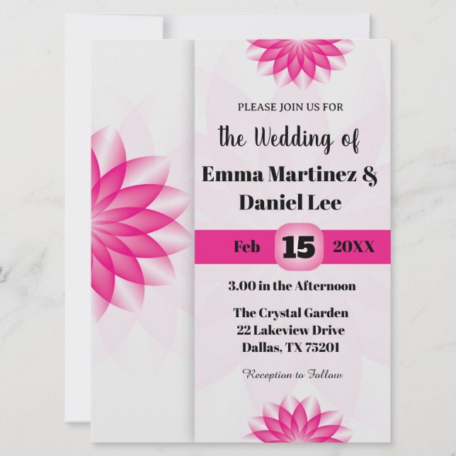 Lotus Blossom Wedding Invitation (Front)