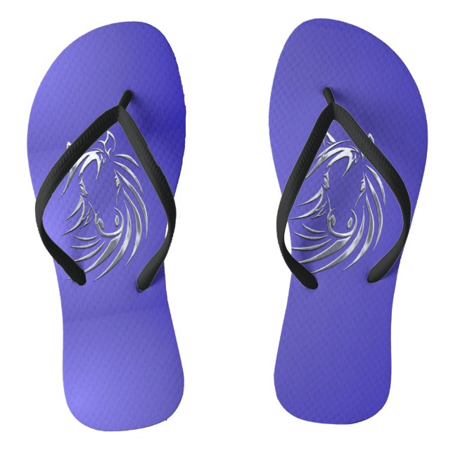Lotus Blue Horse Head Thongs (Footbed)