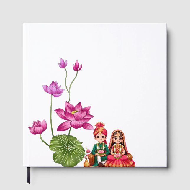 Lotus, bride and groom picture guest book (Front)