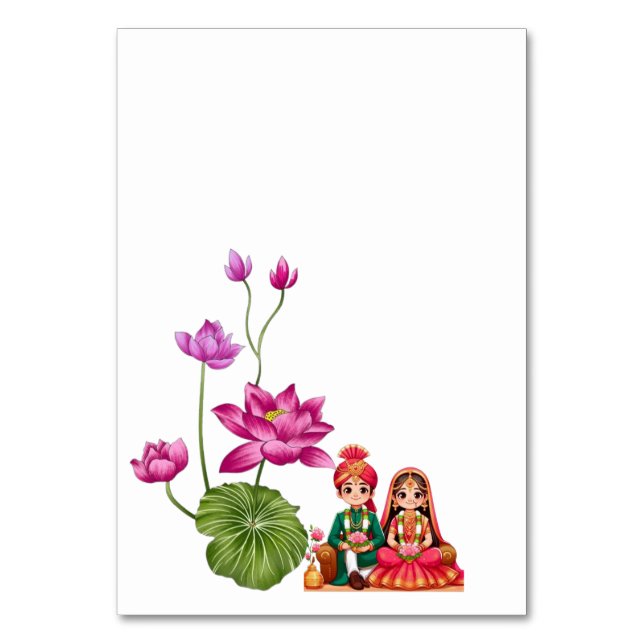 Lotus, bride and groom picture table number (Front)