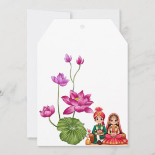 Lotus, bride and groom  thank you card