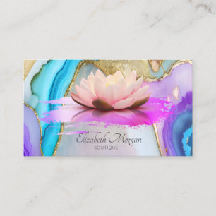 Lotus Brush Stroke Marble Opal Business Card