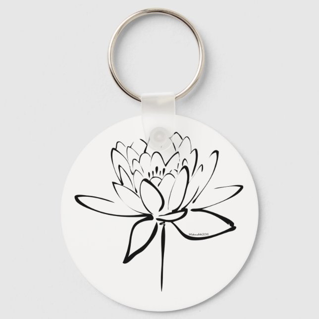 Lotus Calligraphy (Black) Key Ring (Front)
