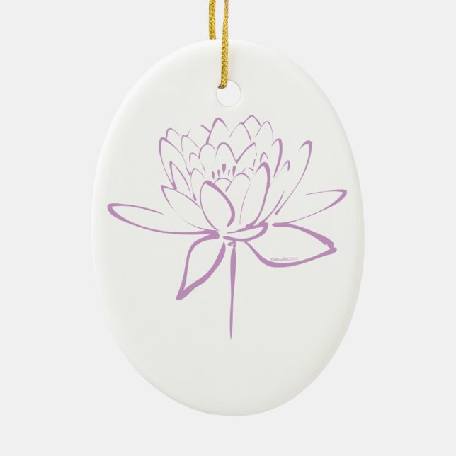 Lotus Calligraphy (Lavender) Ceramic Ornament (Back)