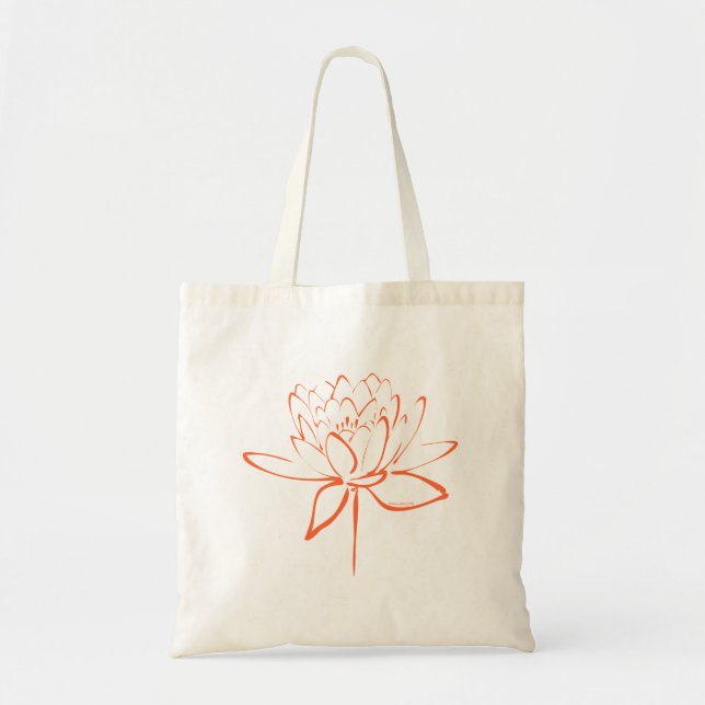Lotus Calligraphy (Orange) Tote Bag (Front)