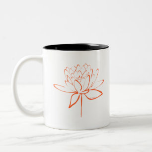 Lotus Calligraphy (Orange) Two-Tone Coffee Mug