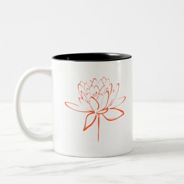 Lotus Calligraphy (Orange) Two-Tone Coffee Mug (Left)