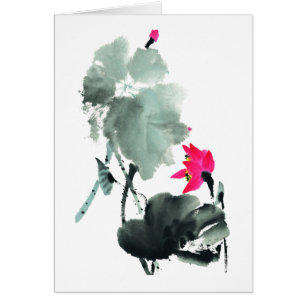Lotus/Chinese Brush Painting Art/Blank Card