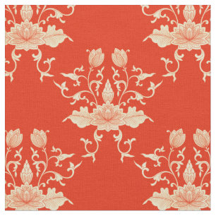 Lotus   Chinoiserie Floral Style Fabric