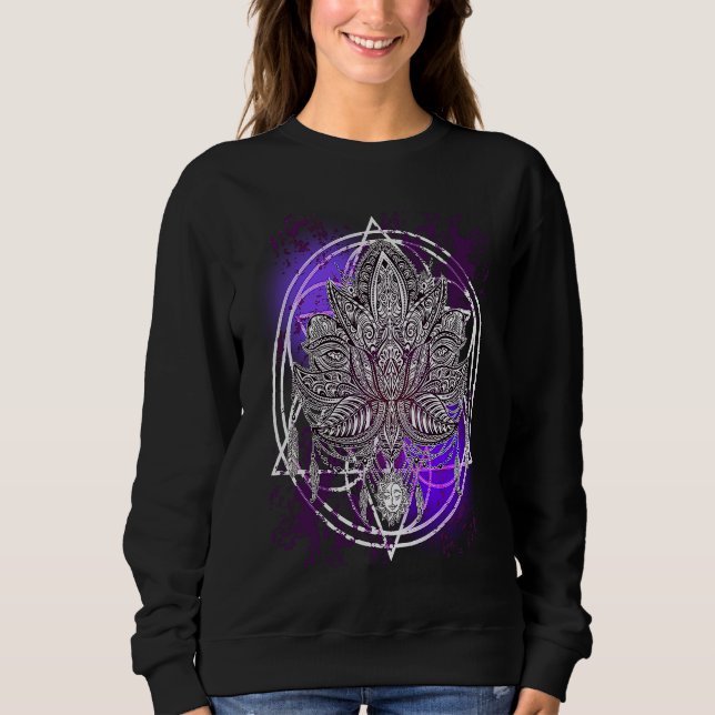 Lotus Crystals Zen Flower Of Life Hippie Sacred Ge Sweatshirt (Front)