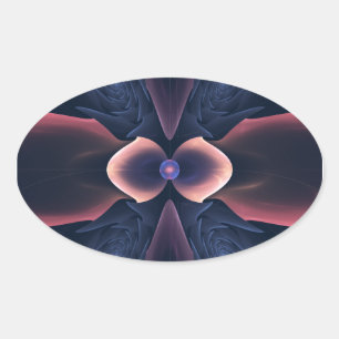 Lotus Digital Abstract Art Oval Sticker