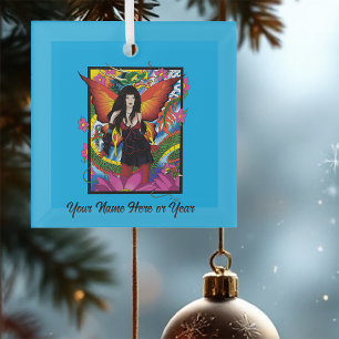 Lotus Fairy Chinese Water Dragon Glass Tree Decoration